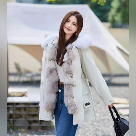 [Sold] Real Fox and Rabbit Fur Lined Jacket Parka - Picture 10 of 10